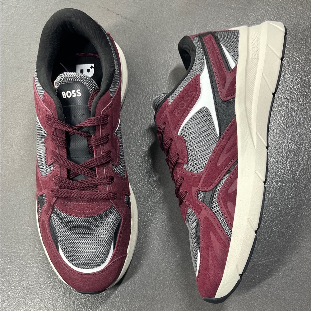 BOSS Men's Owen Runn Mixed Material Trainers Sneakers Open Red Size 40 NEW